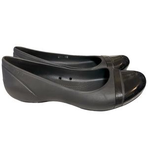 CROCS Brynn Ballet Flats Patent Toe Black size 9